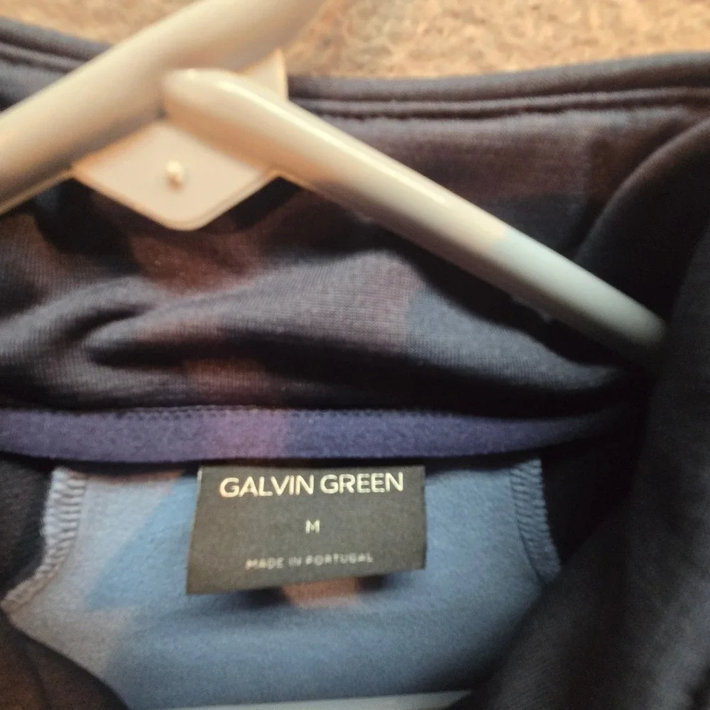 Galvin Green Mens Golf Vest Gray Navy Blue Full Zip Mock Neck Performance Size M